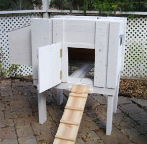 Basic small chicken coop made from a repurposed shipping crate
