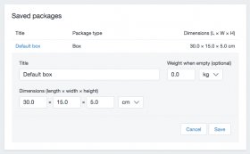 Edit dimensions box