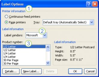 Label Options dialog box