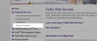 Move to Production button under the Web Services section of the FedEx Solution Finder Move to Production button under the Web Services section of the FedEx Solution Finder