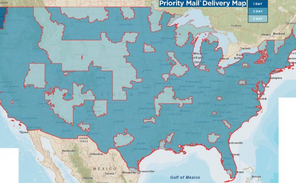USPS Ground shipping map