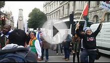 Pro-Israel demonstrator dances an Irish jig at a